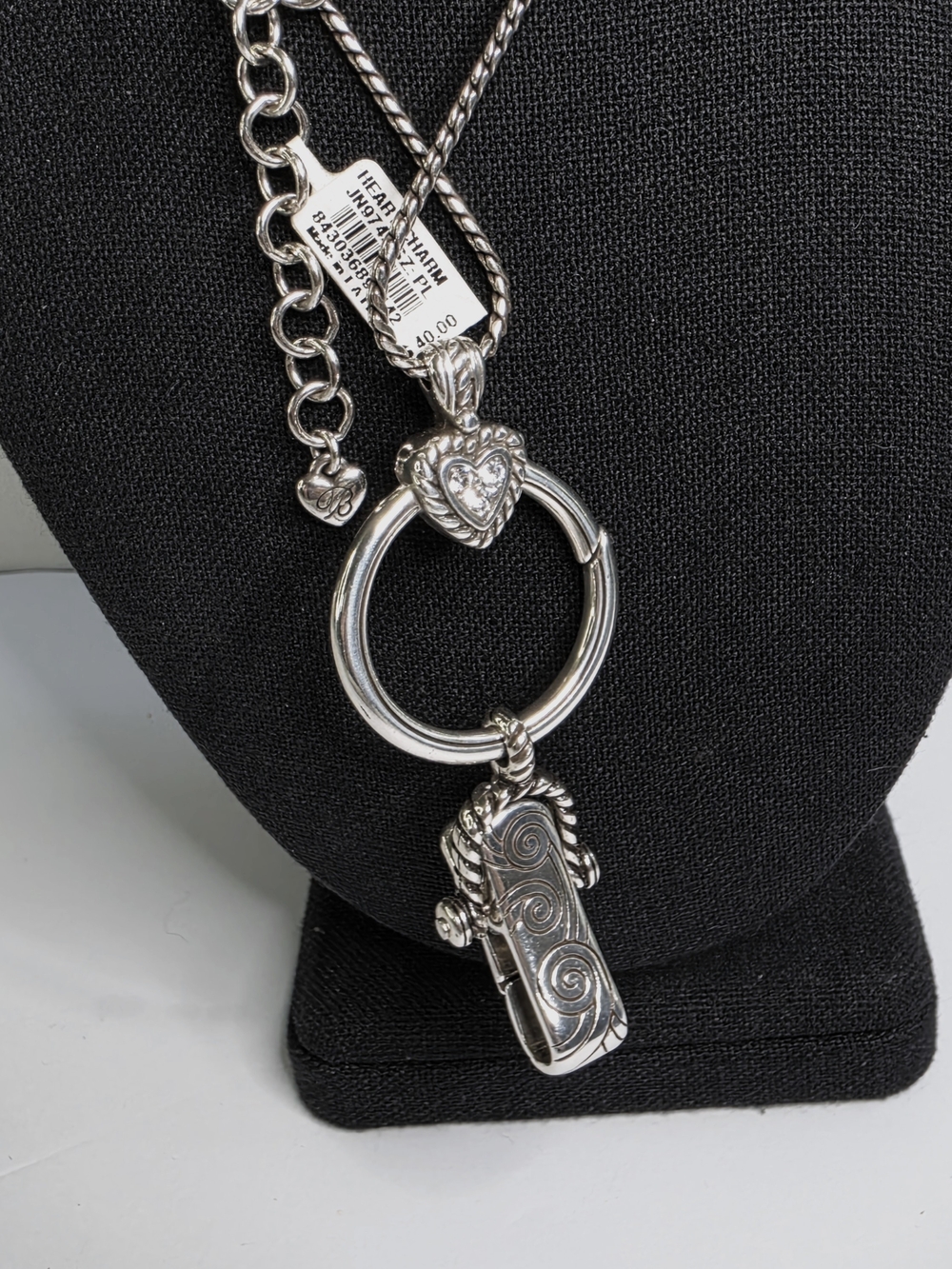 Brighton Silver-Tone Heart Accent Clip Necklace with Gold Detail-NWT - Picture 7 of 13